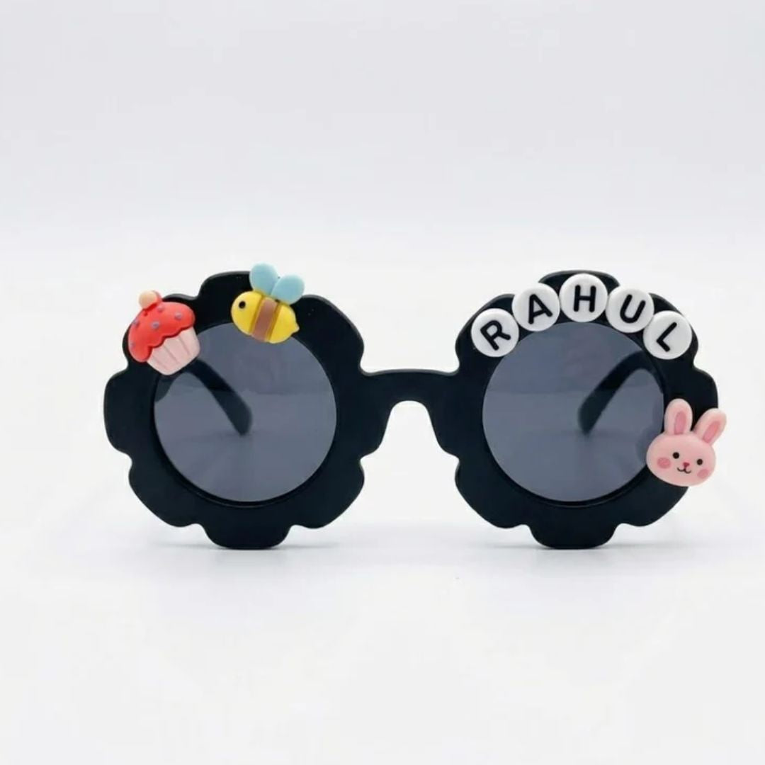 First Lens Charm Customized  Kids Sunglasses With Name UV-Black-400