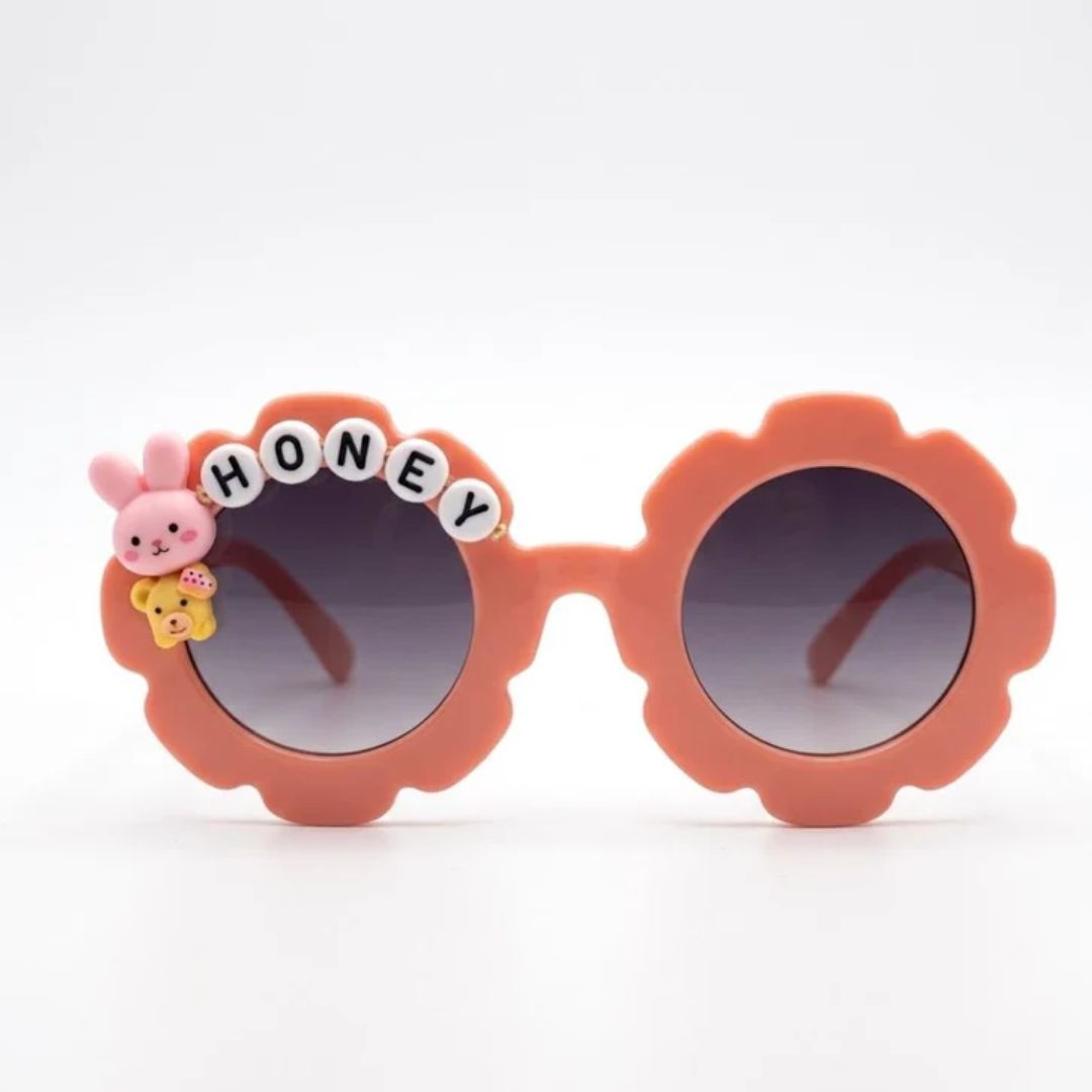First Lens Charm Customized  Kids Sunglasses With Name UV-Coral Pink-400