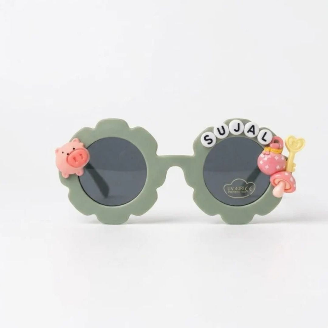 First Lens Charm Customized  Kids Sunglasses With Name UV-Green-400