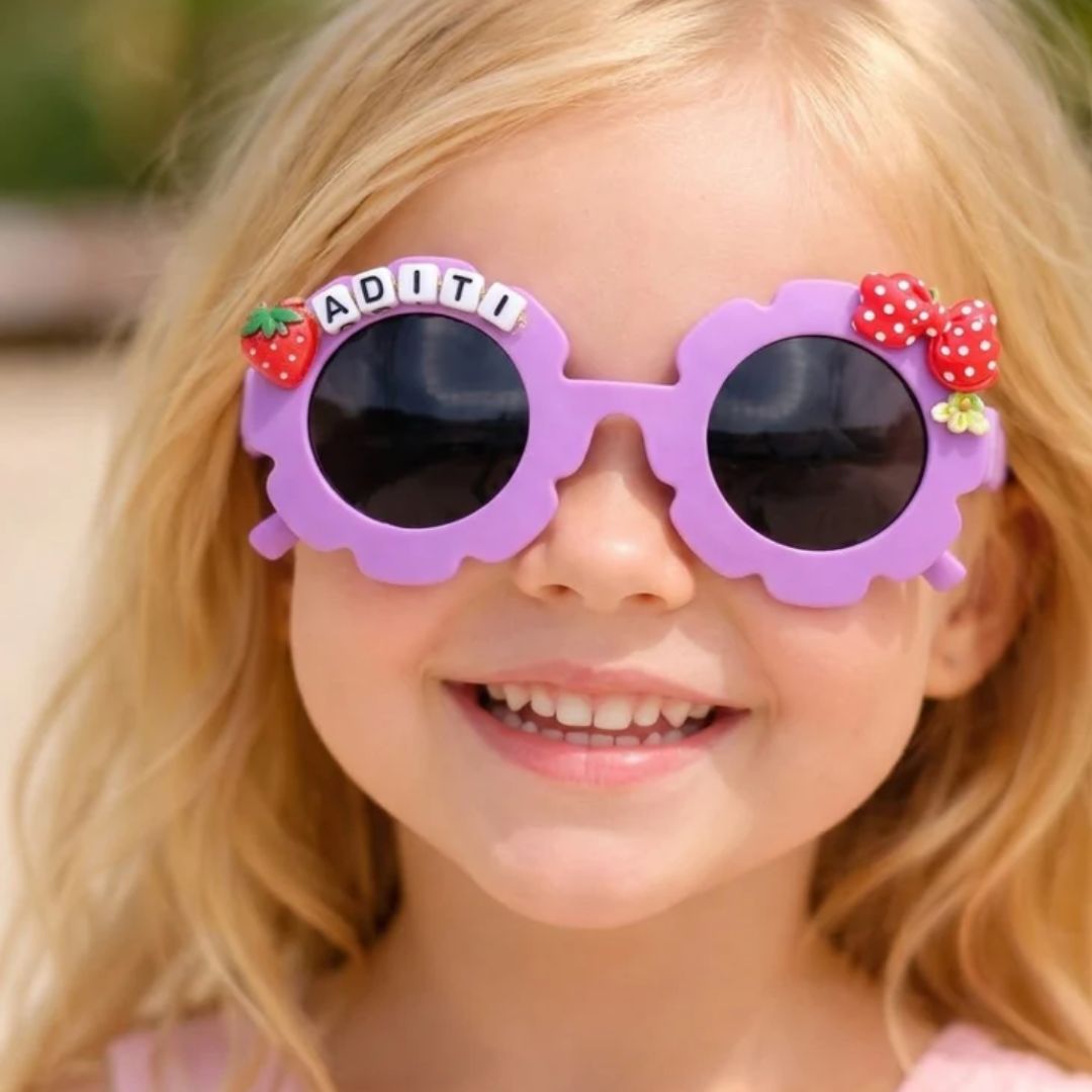 First Lens Charm Customized  Kids Sunglasses With Name UV-Lavendar-400