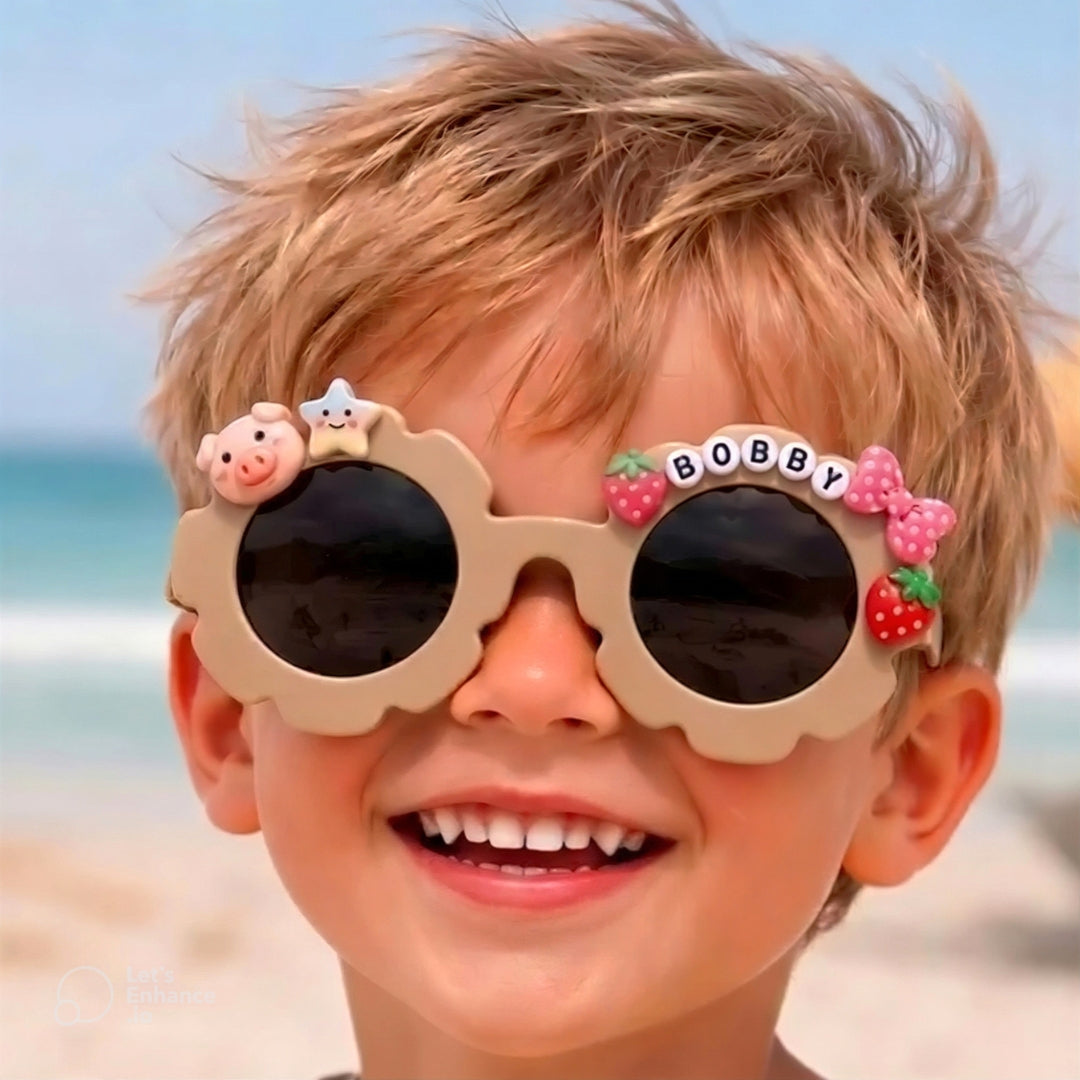 First Lens Charm Customized  Kids Sunglasses With Name UV-Mocha-400