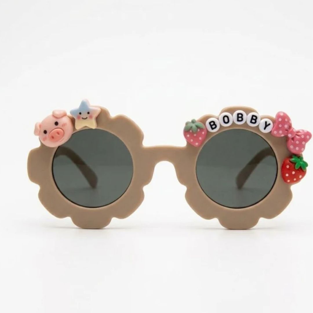 First Lens Charm Customized  Kids Sunglasses With Name UV-Mocha-400