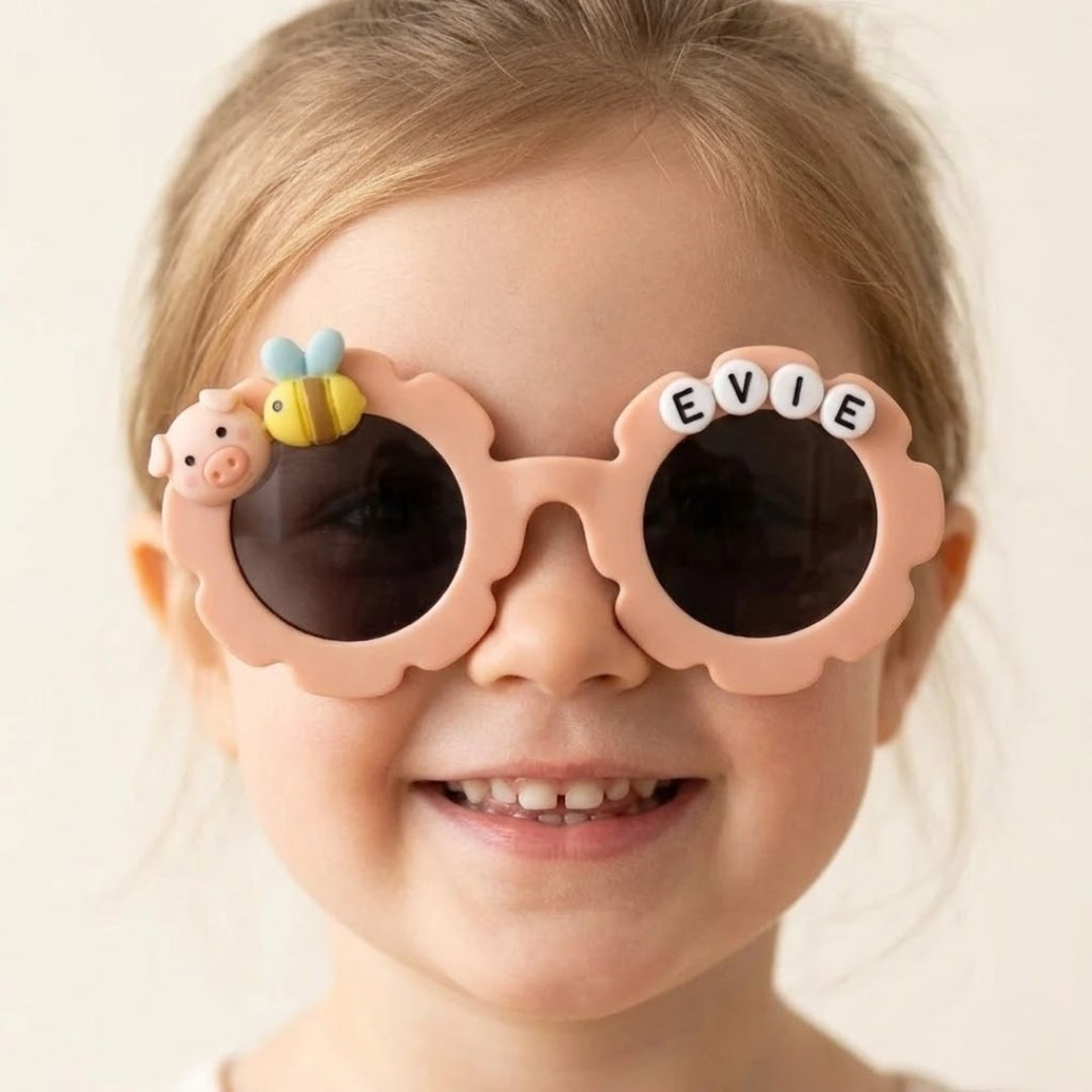 First Lens Charm Customized  Kids Sunglasses With Name UV-Peach-400