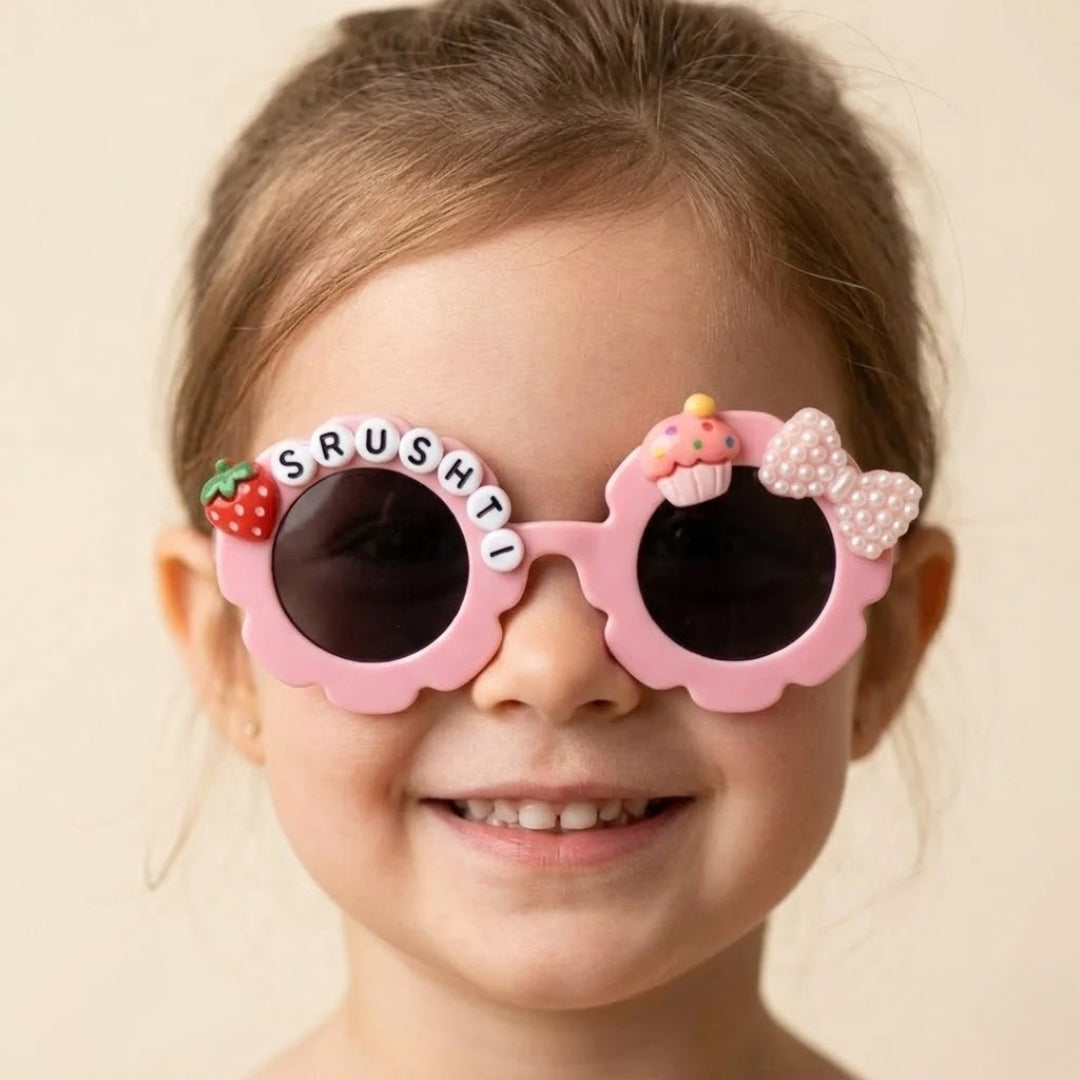 First Lens Charm Customized  Kids Sunglasses With Name UV-Pink-400