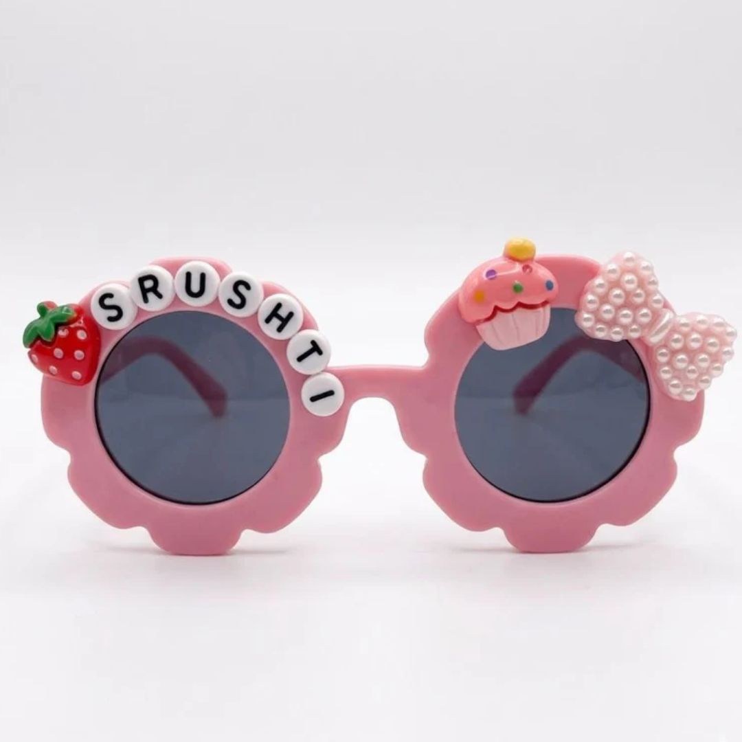 First Lens Charm Customized  Kids Sunglasses With Name UV-Pink-400