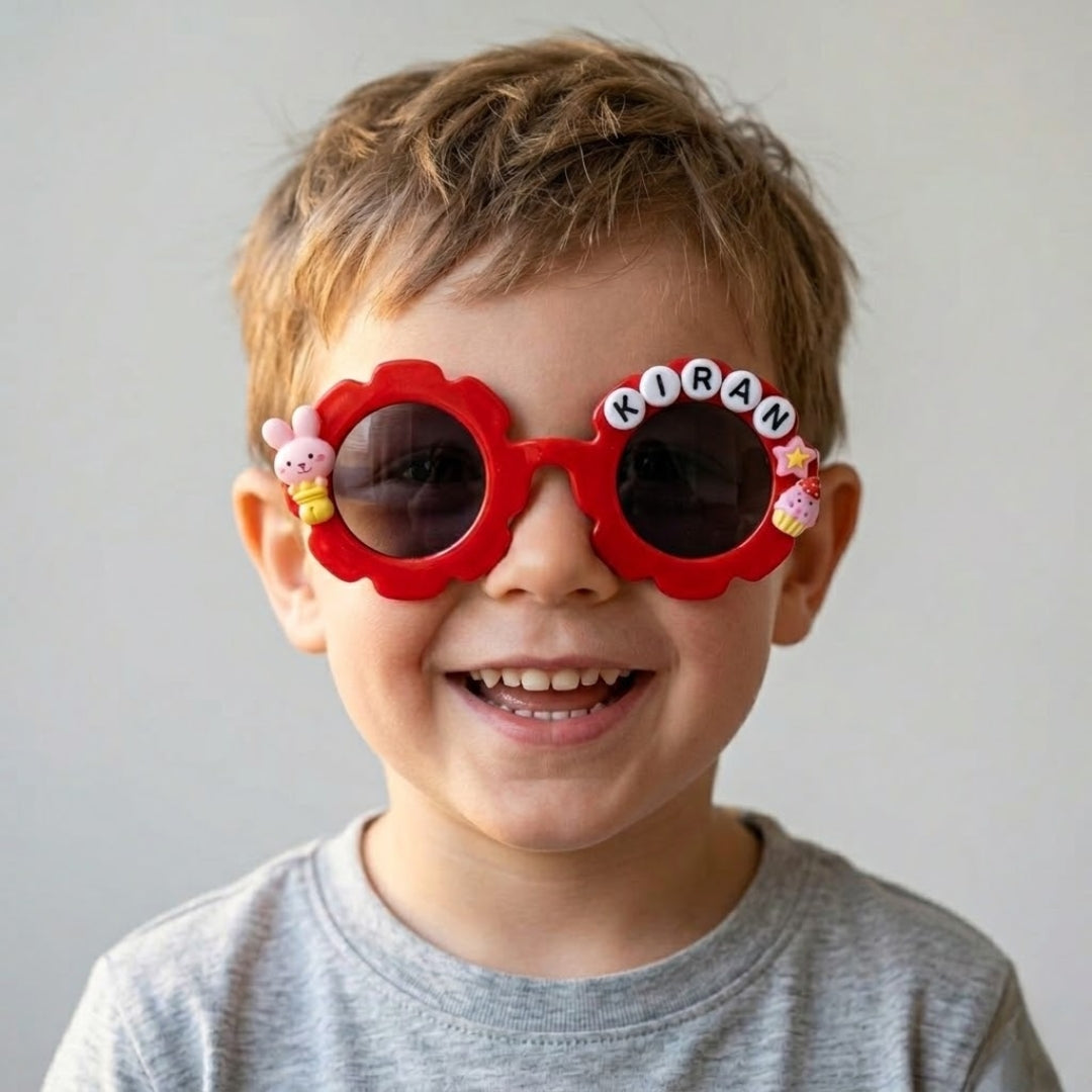First Lens Charm Customized  Kids Sunglasses With Name UV-Red-400