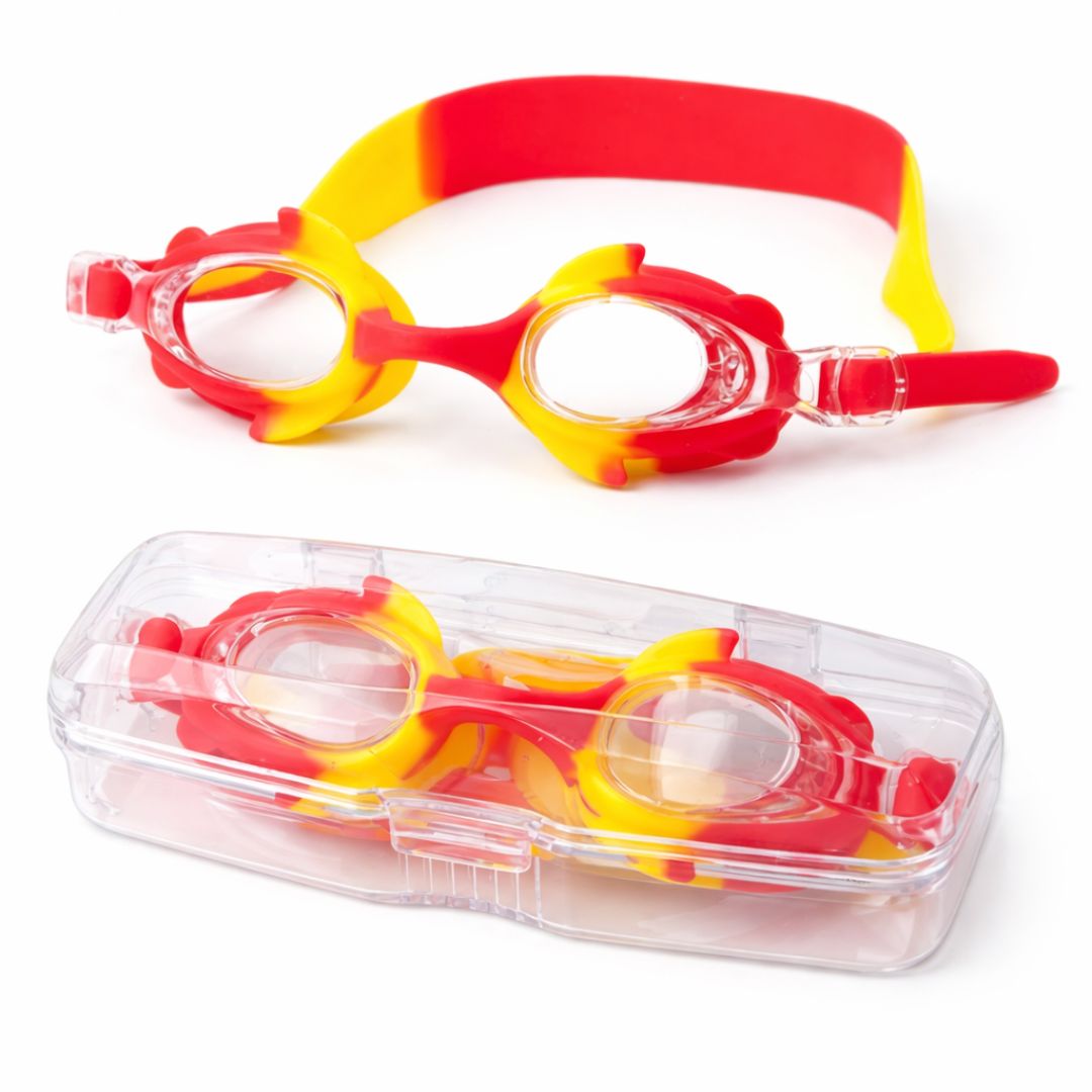 First Lens Swimming Goggles for Kids - K004 (Age 8 to 18) Red-Yellow