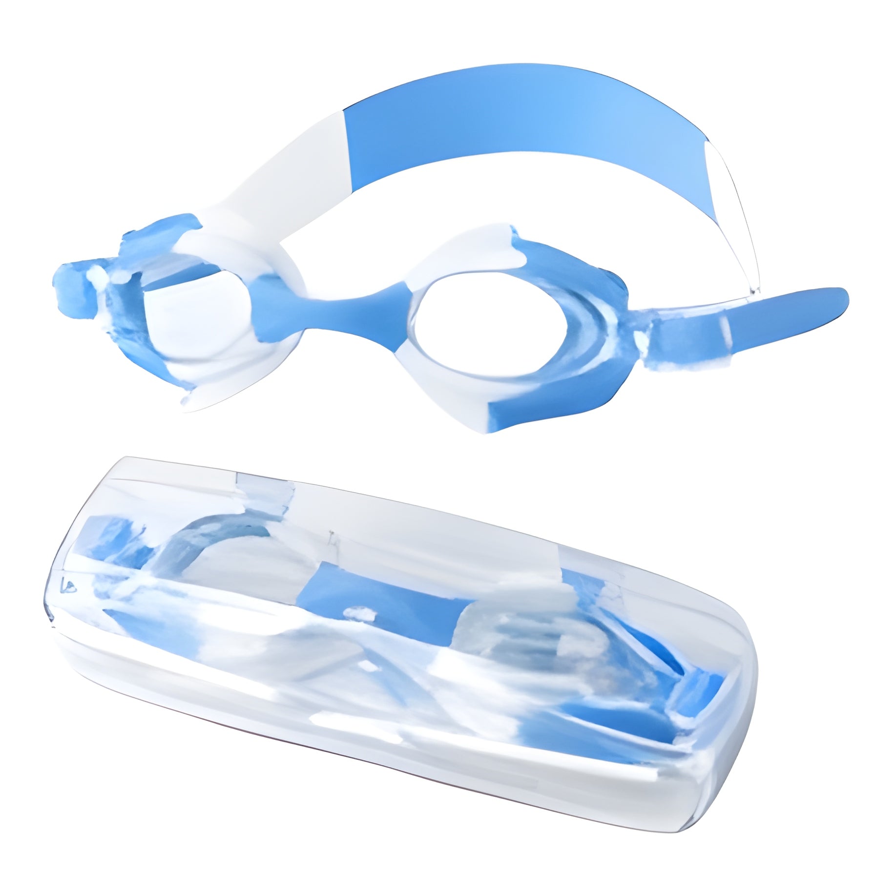 First Lens Swimming Goggles for Kids - K004 (Age 8 to 18)  Blue-White