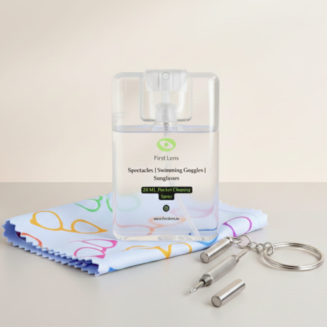 First Lens Specs Cleaning Spray, Microfiber Cloth 240GSM, Portable Screwdriver