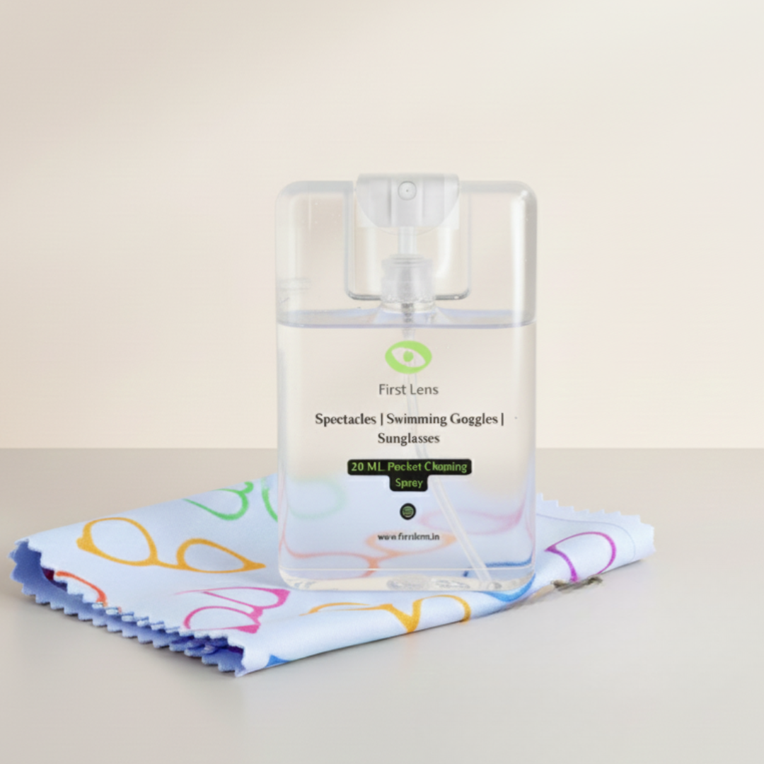 First Lens Specs Cleaning Spray, Microfiber Cloth 240GSM