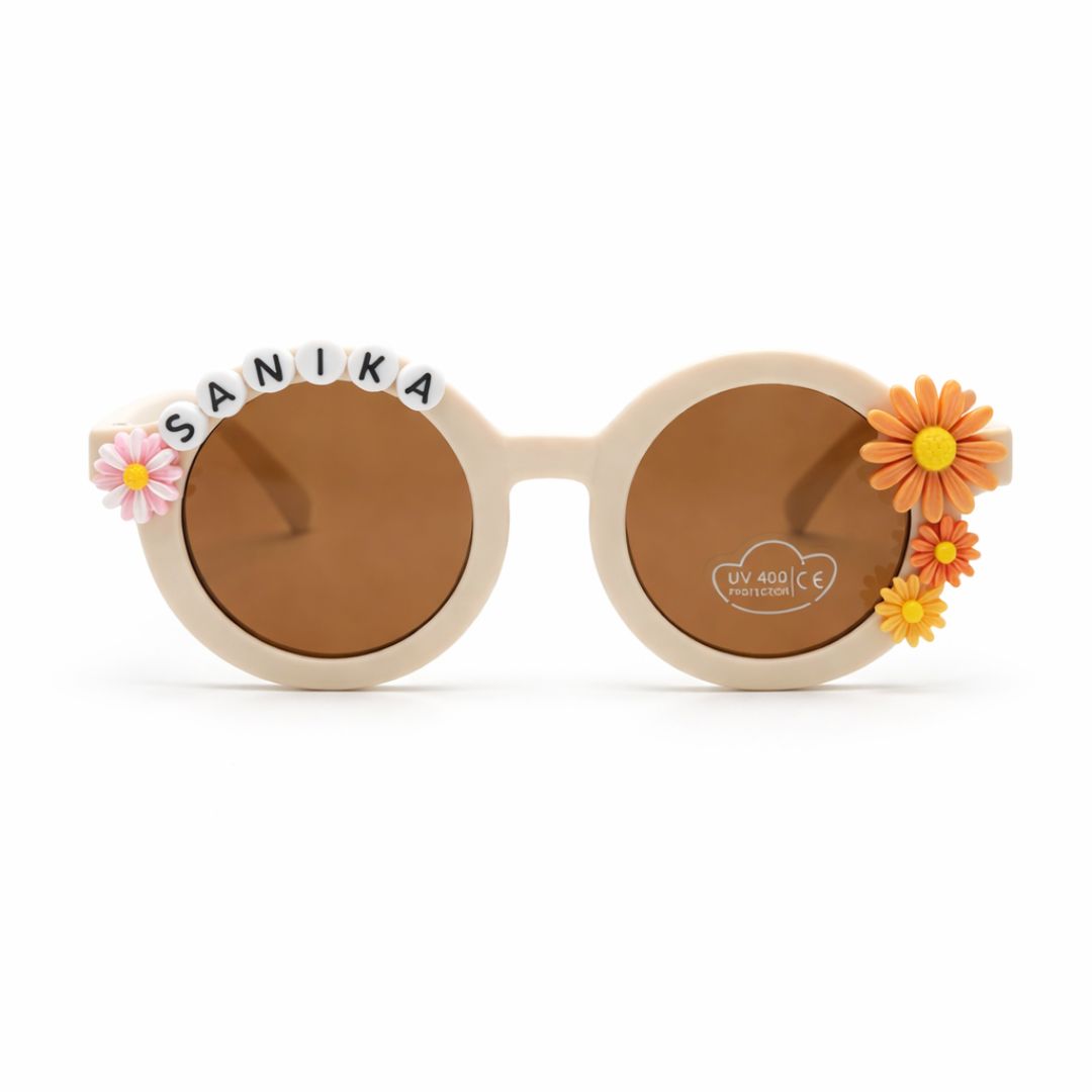 First Lens Kids Custom Sunglasses With Name UV-Beige-400