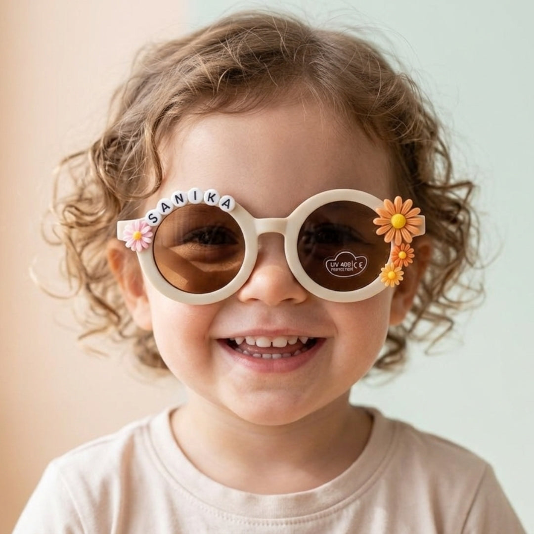 First Lens Kids Custom Sunglasses With Name UV-Beige-400