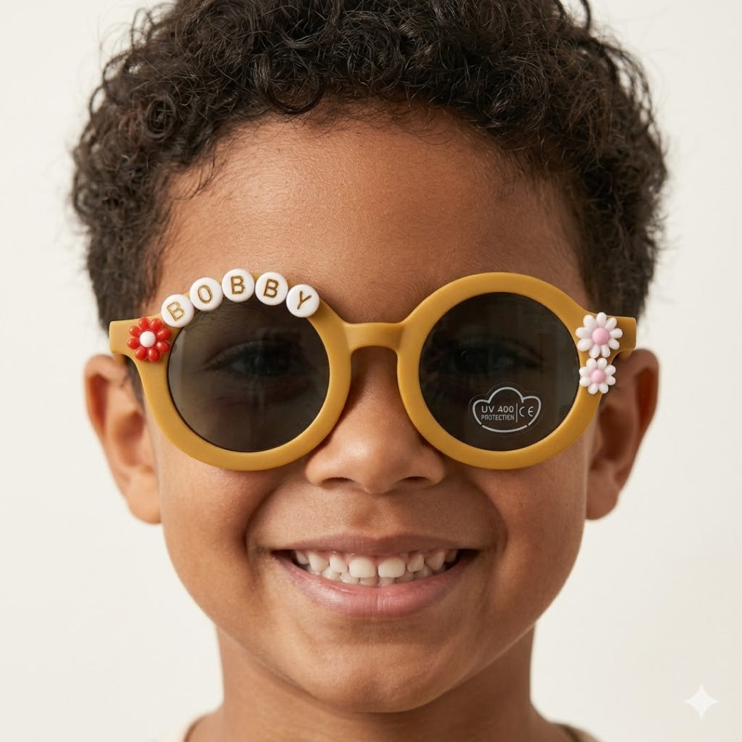 First Lens Kids Custom Sunglasses With Name UV-Coffee-400