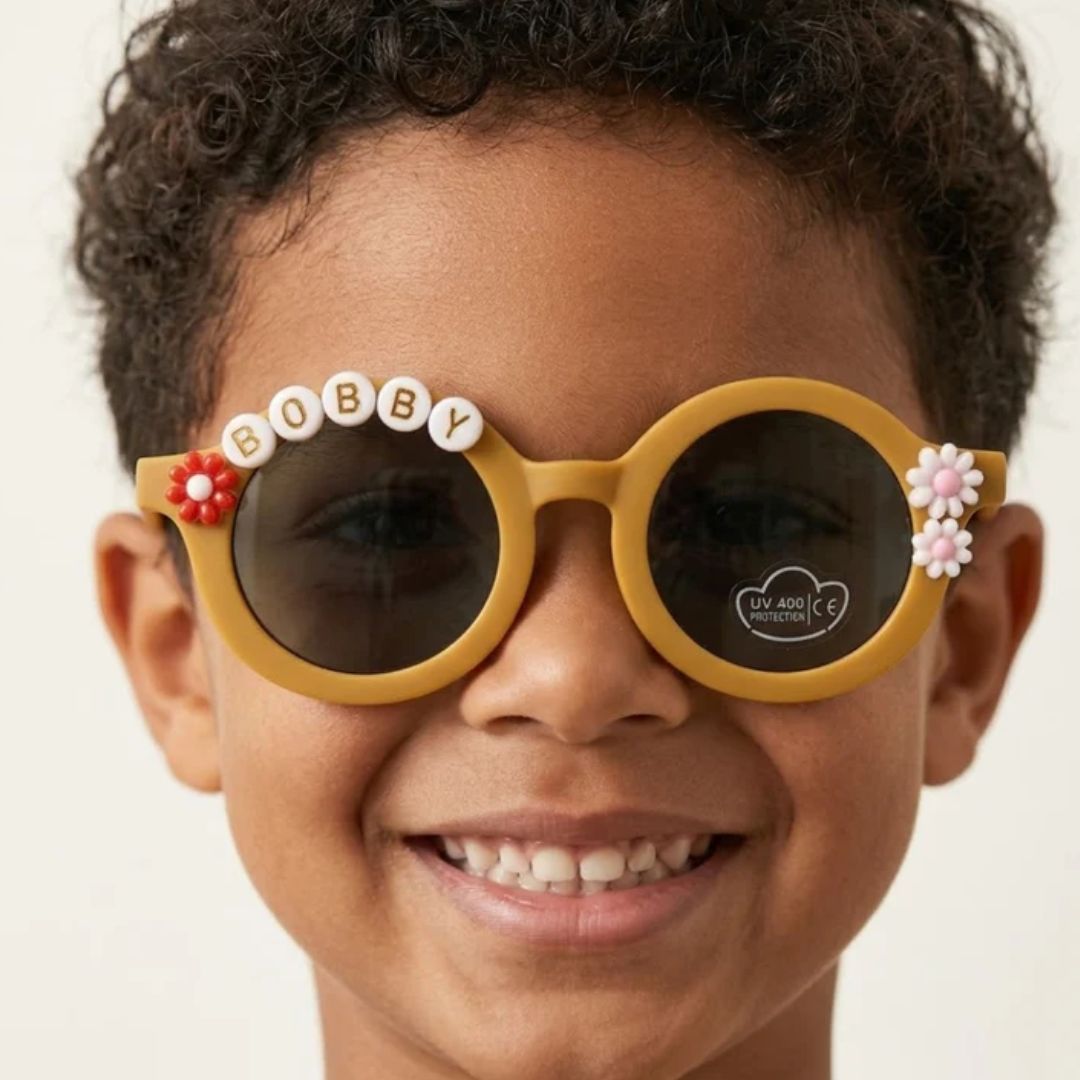 First Lens Kids Custom Sunglasses With Name UV-Coffee-400