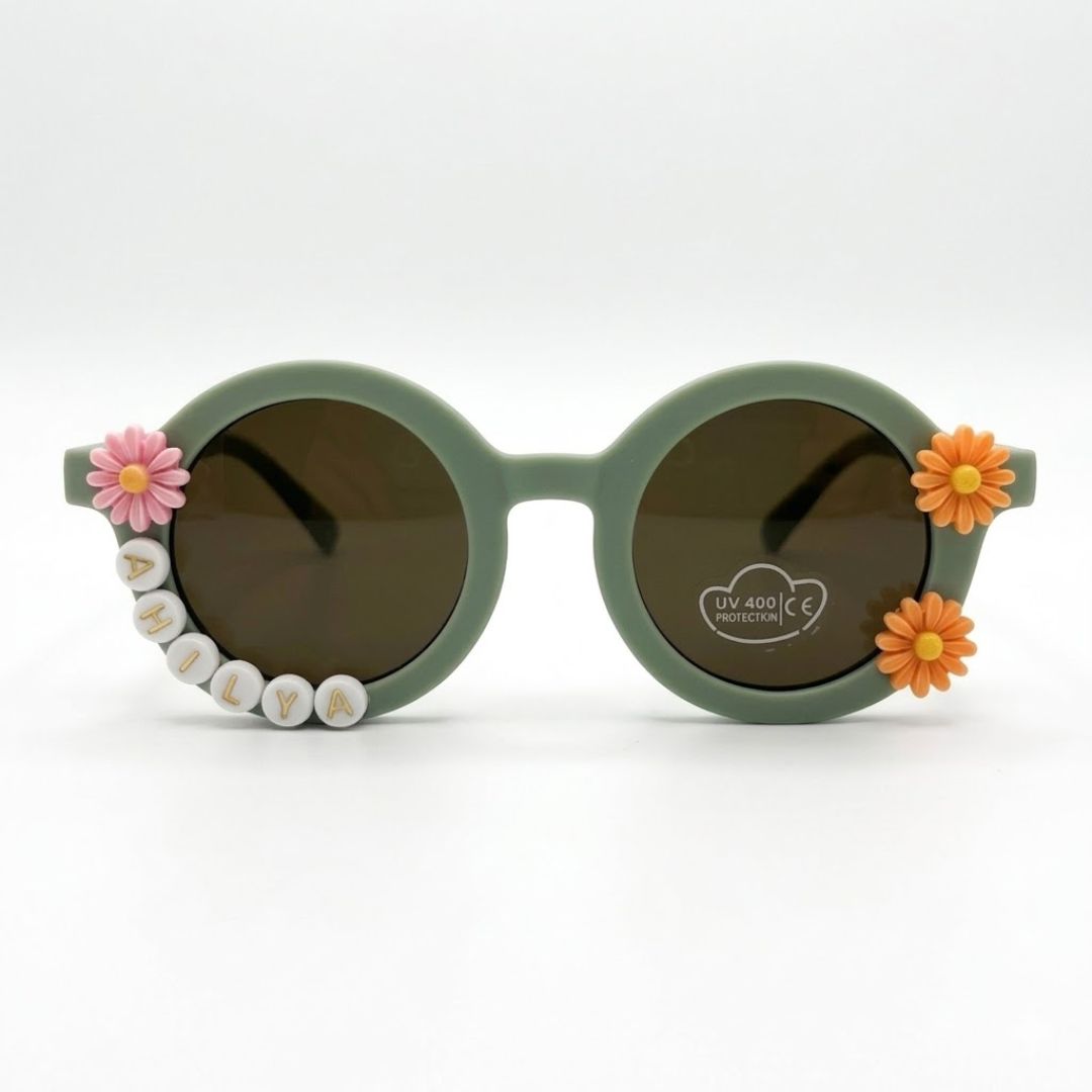 First Lens Kids Custom Sunglasses With Name UV-Green-400