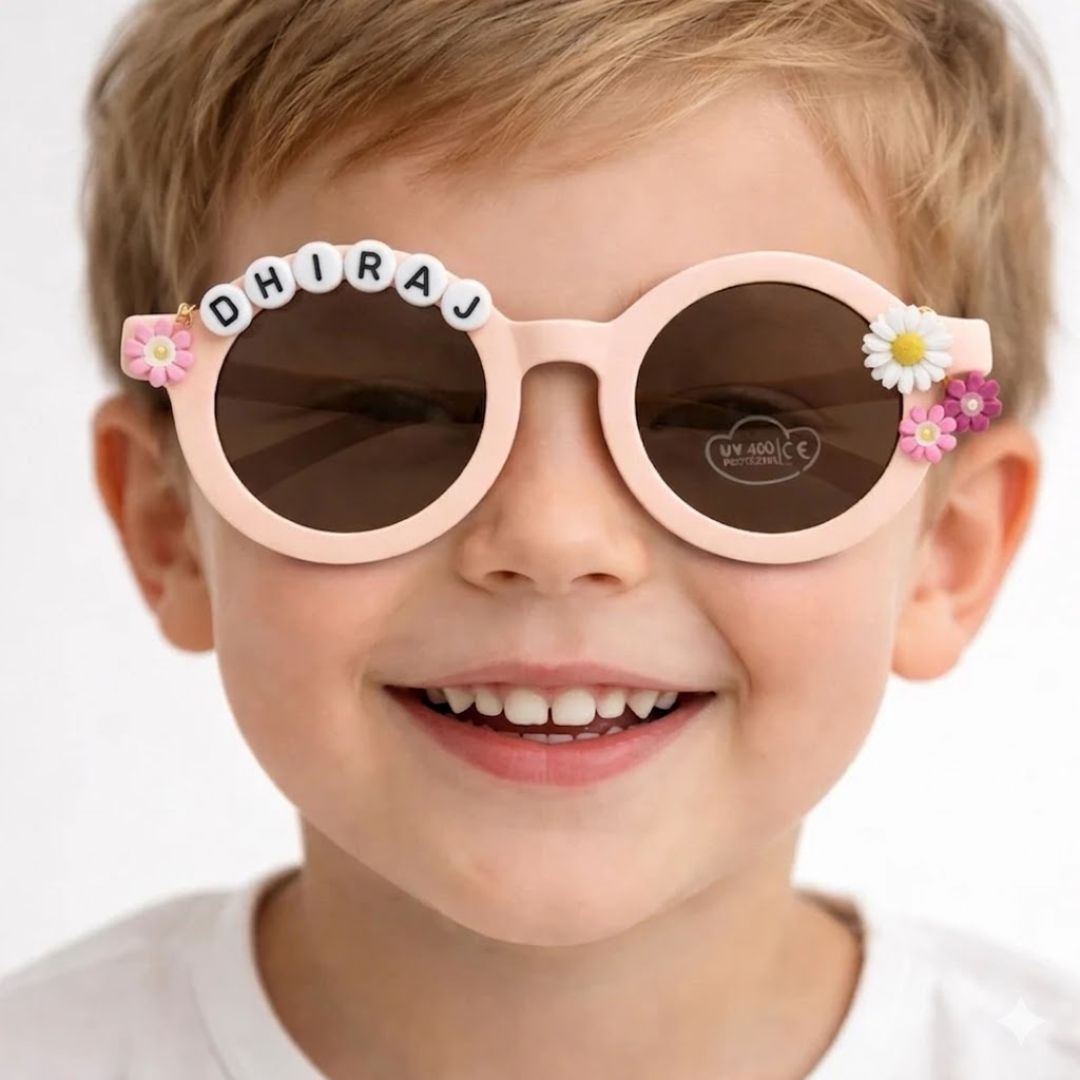 First Lens Kids Custom Sunglasses With Name UV-Peach-400