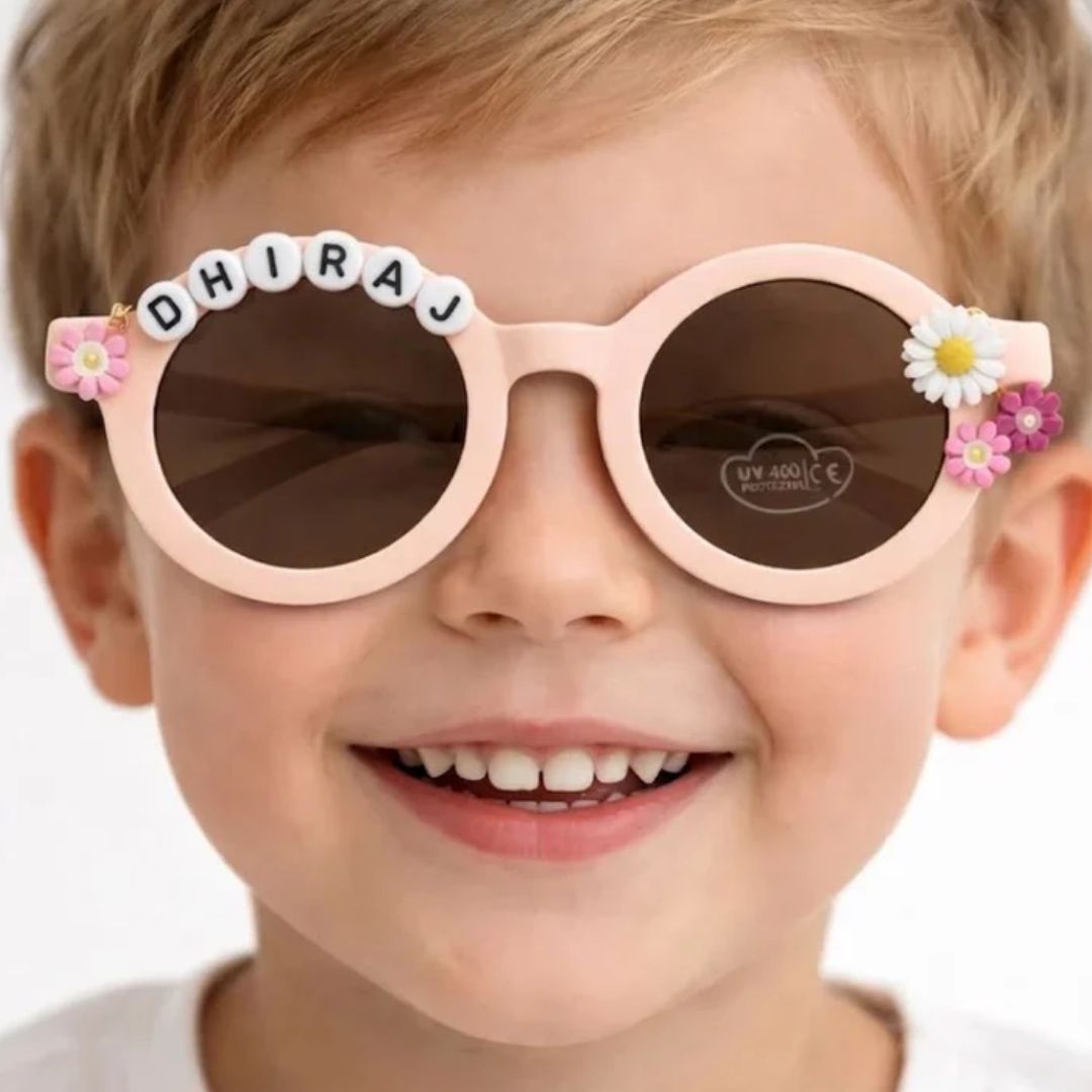 First Lens Kids Custom Sunglasses With Name UV-Peach-400