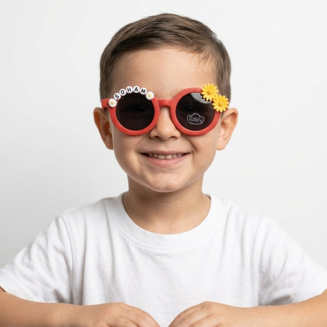 First Lens Kids Custom Sunglasses With Name UV-Red-400
