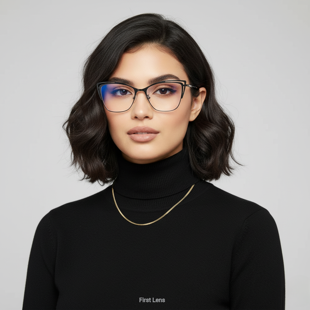 First Lens Black Charm Cat-Eye Blue Light Computer Glasses - B026