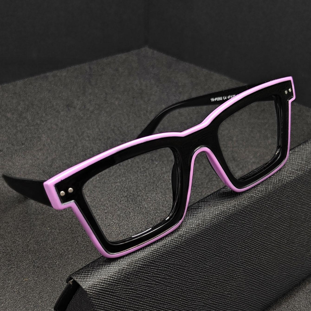 First Lens Bold Square Frame Computer Glasses on a desk