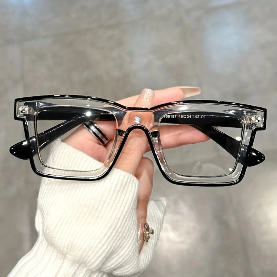 First Lens Bold Square Frame Computer Glasses - Black