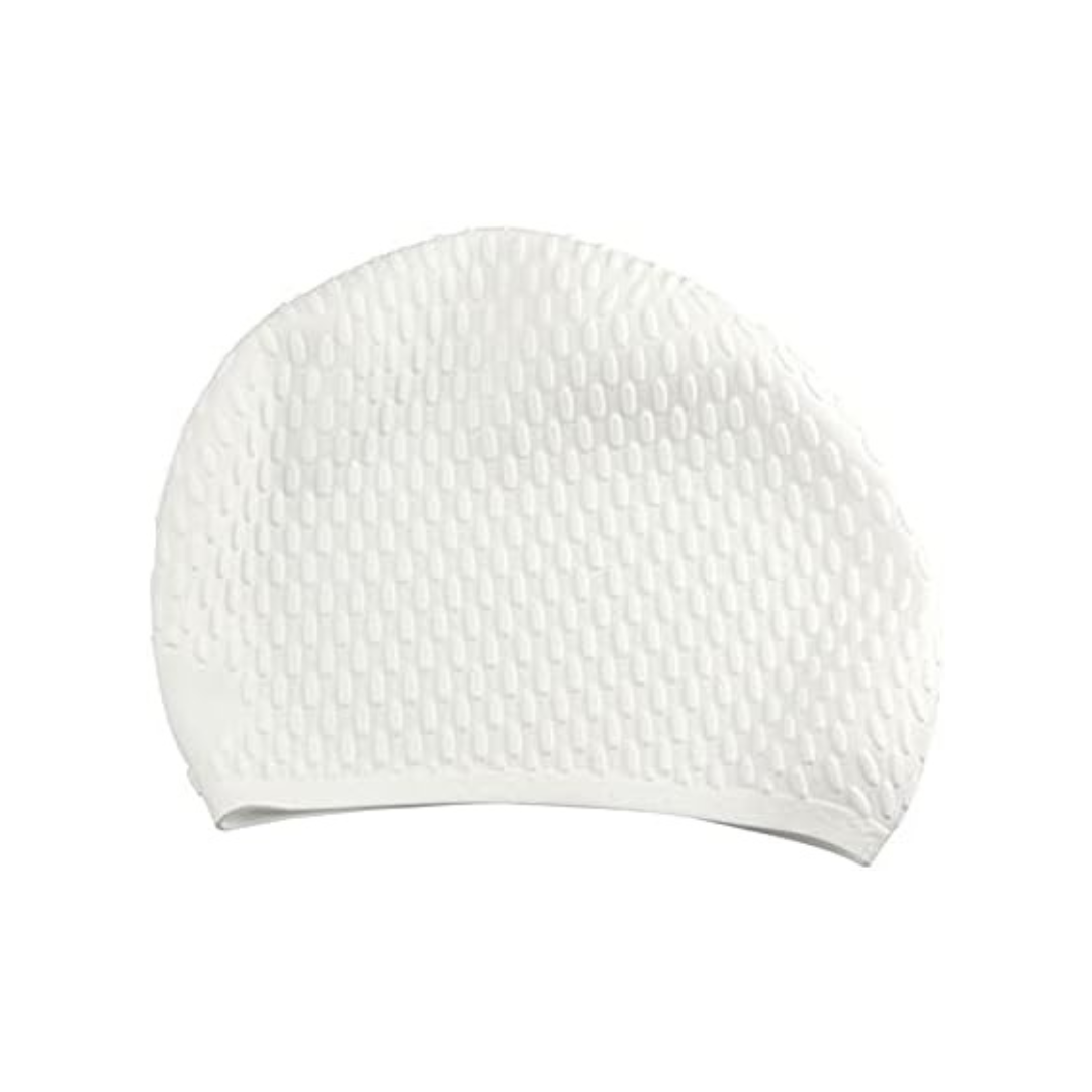 First Lens Silicone Adults swimming Cap - Bubble Dot White - CA05