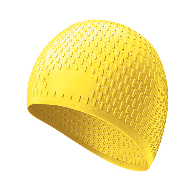 First Lens Silicone Adults swimming Cap - Bubble Dot Yellow - CA06
