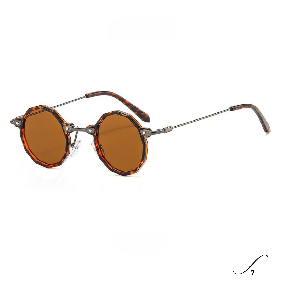 First Lens Classic Black Octagonal Sunglasses - UV Protection Label