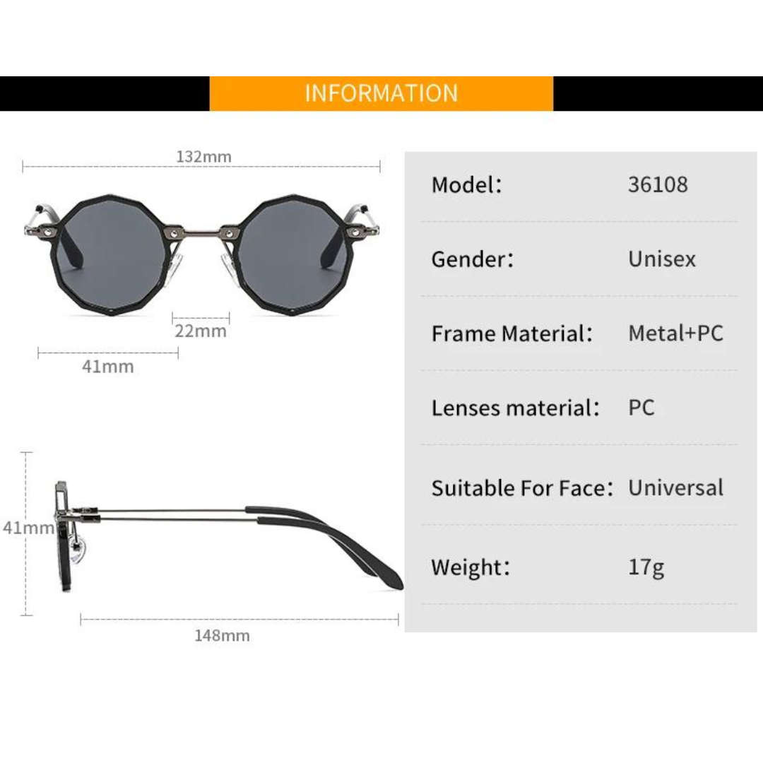 First Lens Classic Black Octagonal Sunglasses - Enhanced Visual Clarity
