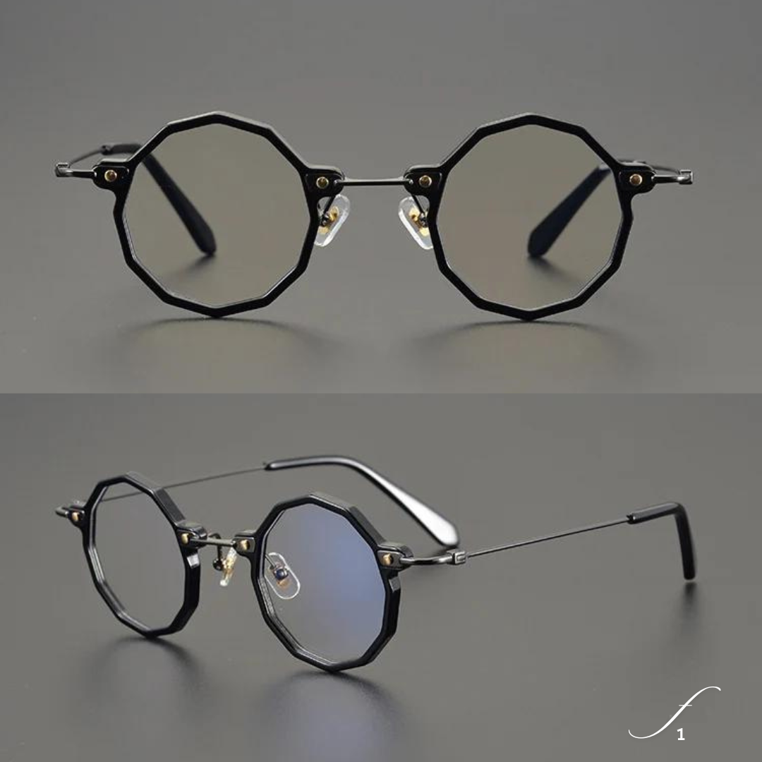 First Lens Classic Black Octagonal Sunglasses - Close-Up on Lenses