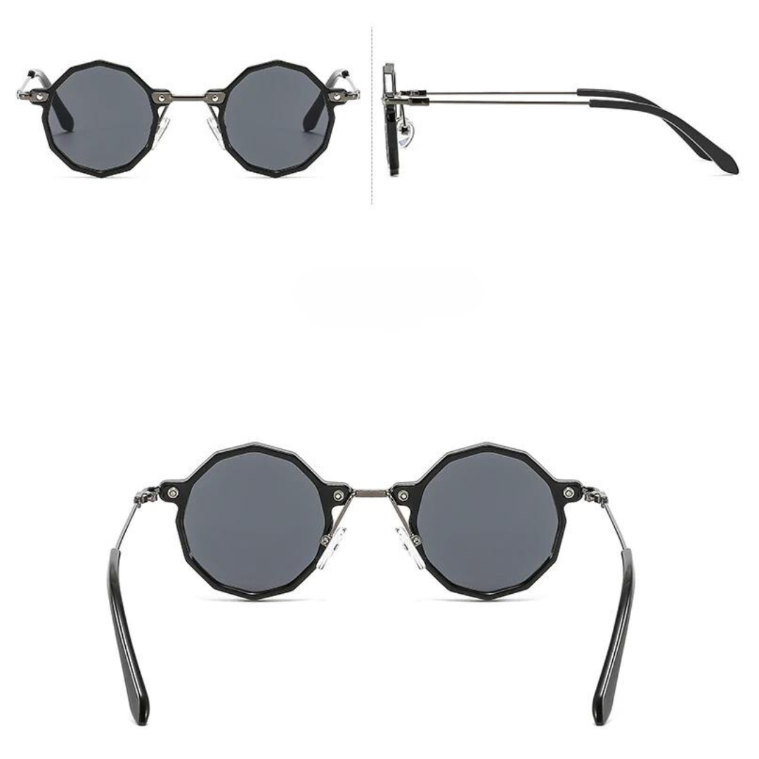 First Lens Classic Black Octagonal Sunglasses - On Display Stand