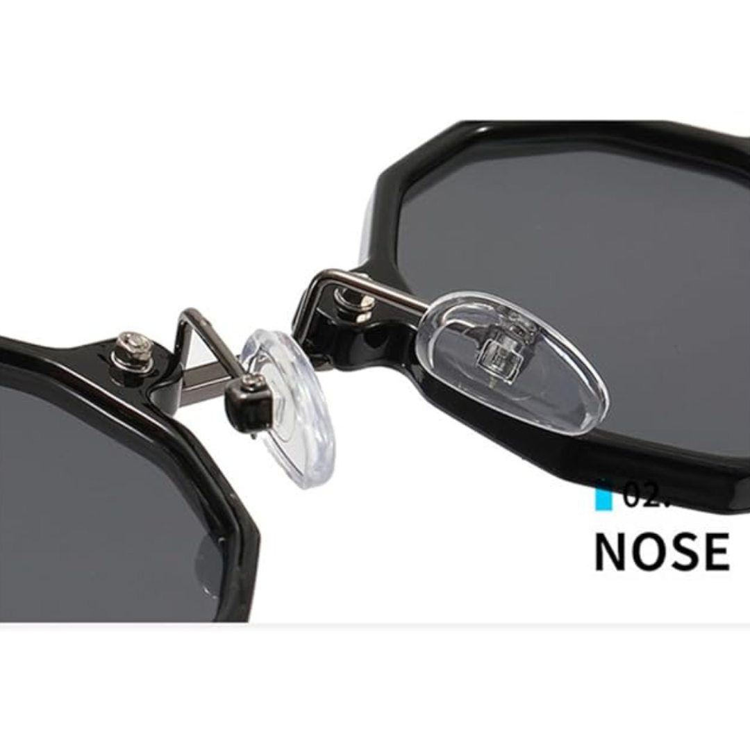 First Lens Classic Black Octagonal Sunglasses - Worn by Model