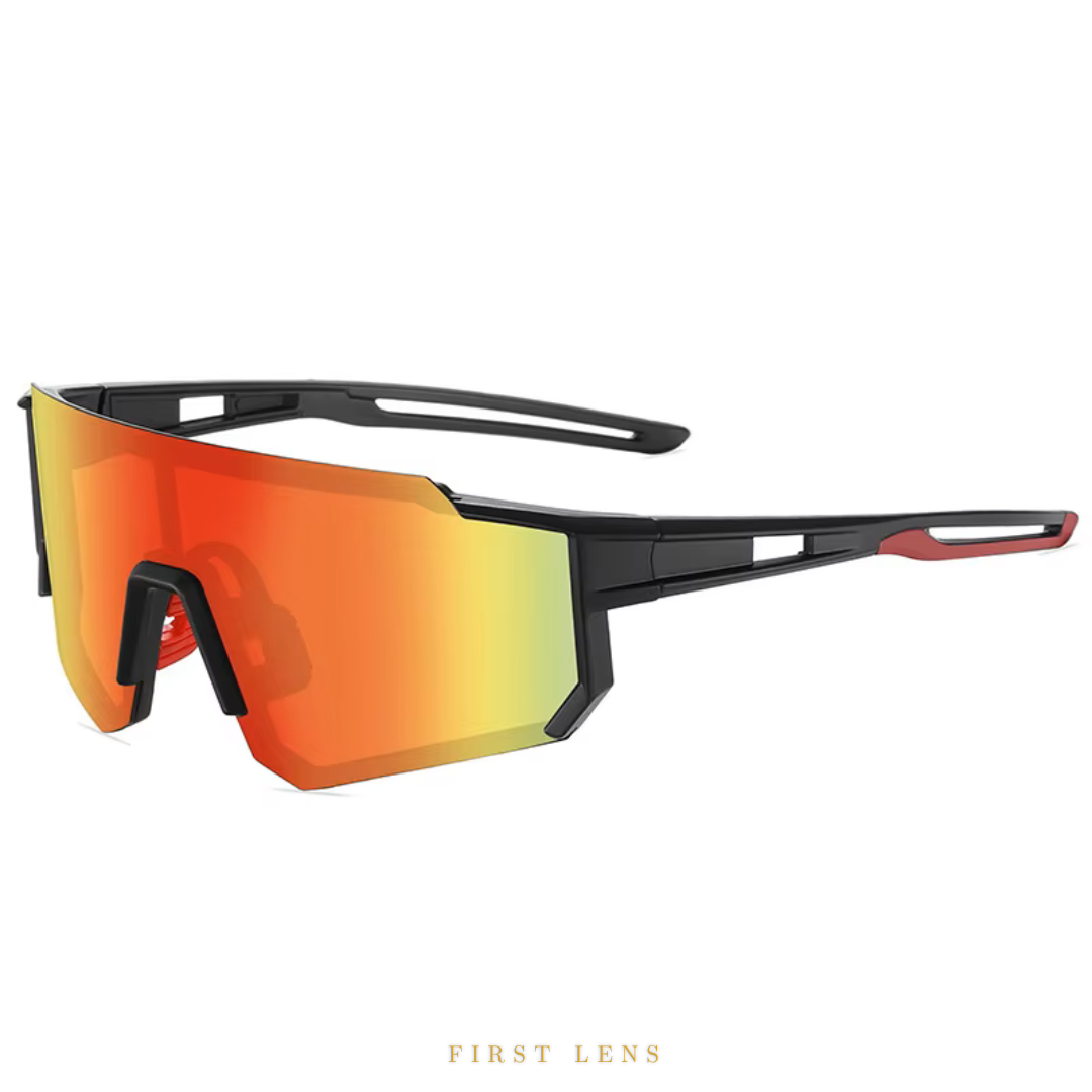 First Lens Customized Power Cycling/Running/Sports Sunglasses Uv400 + Polarized - S039 Orange Yellow