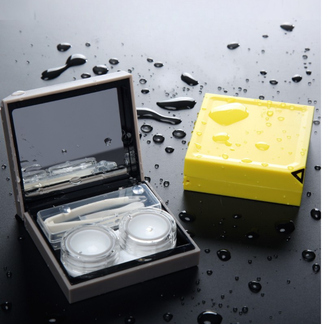 First Lens Designer Square Contact Lens Case with Mirror