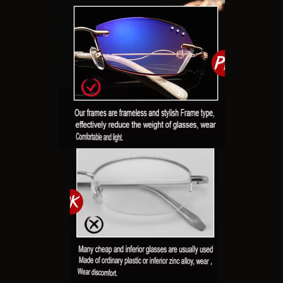 First Lens Diamond Rimless Blue Light Reading Glasses