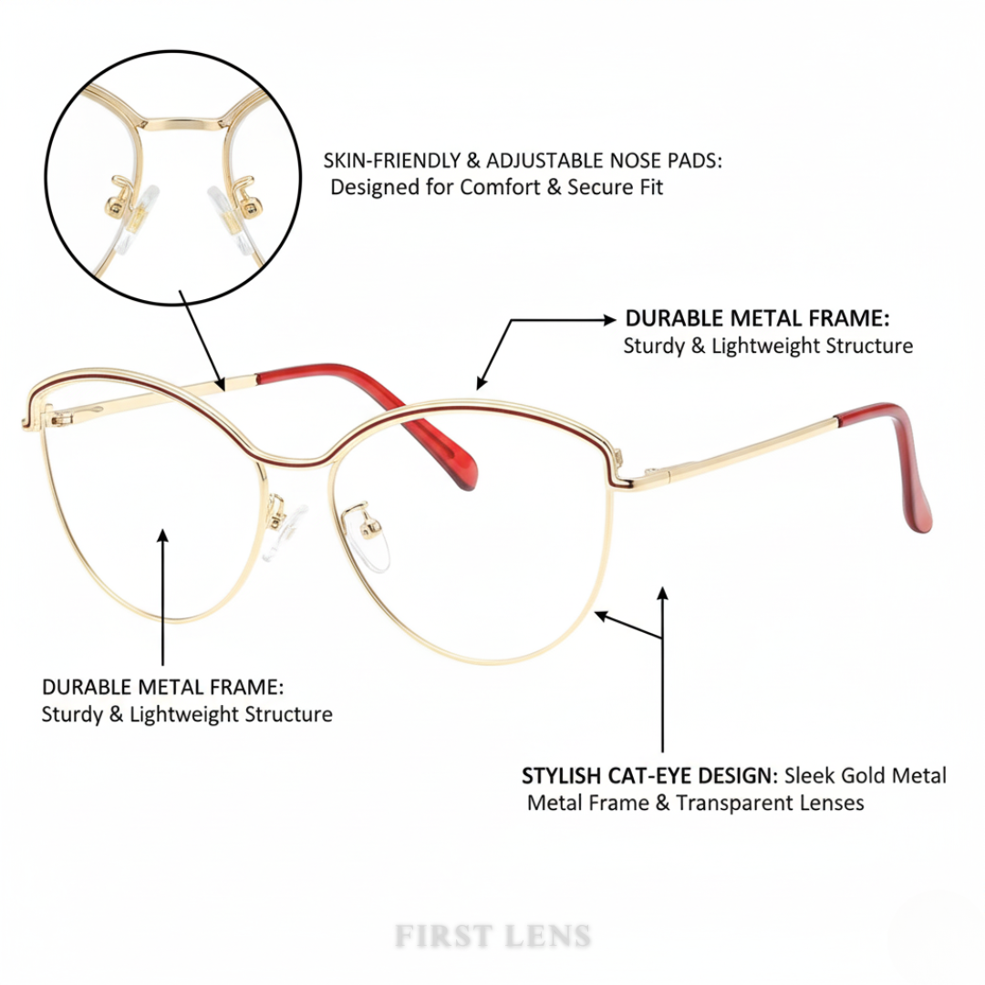 First Lens Elegant Cat-Eye Blue Light Computer Glasses - B039