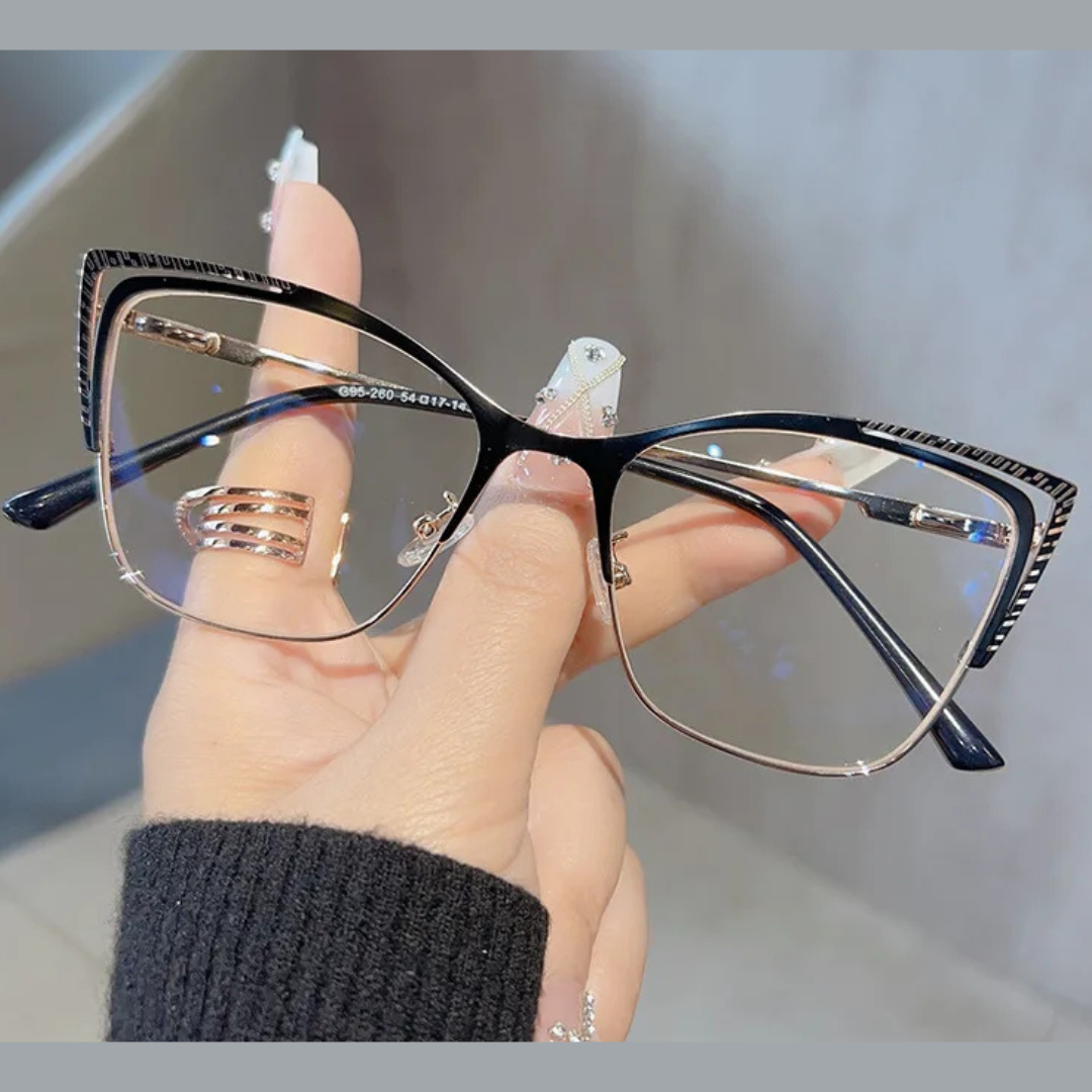 First Lens Gold-Black Charm Cat-Eye Blue Light Computer Glasses