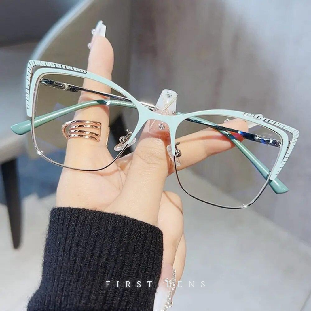 First Lens Green Charm Cat-Eye Blue Light Computer Glasses