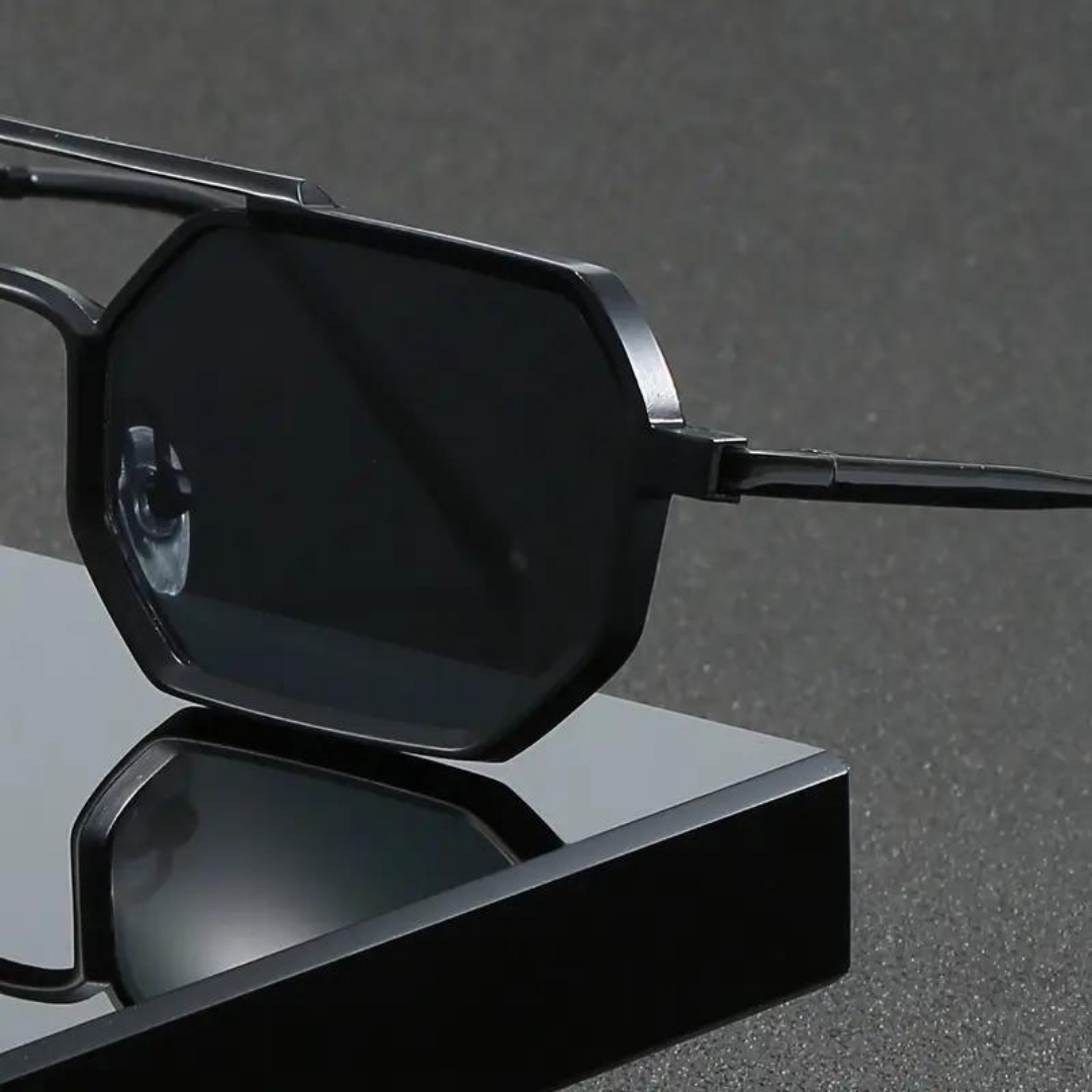 First Lens Gun Metal Sunglasses - Close-Up on Frame