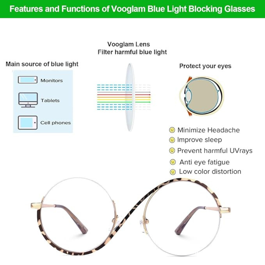 The First Lens Infinity Computer Glasses 002 - Leopard, designed to reduce eye strain with its trendy design.