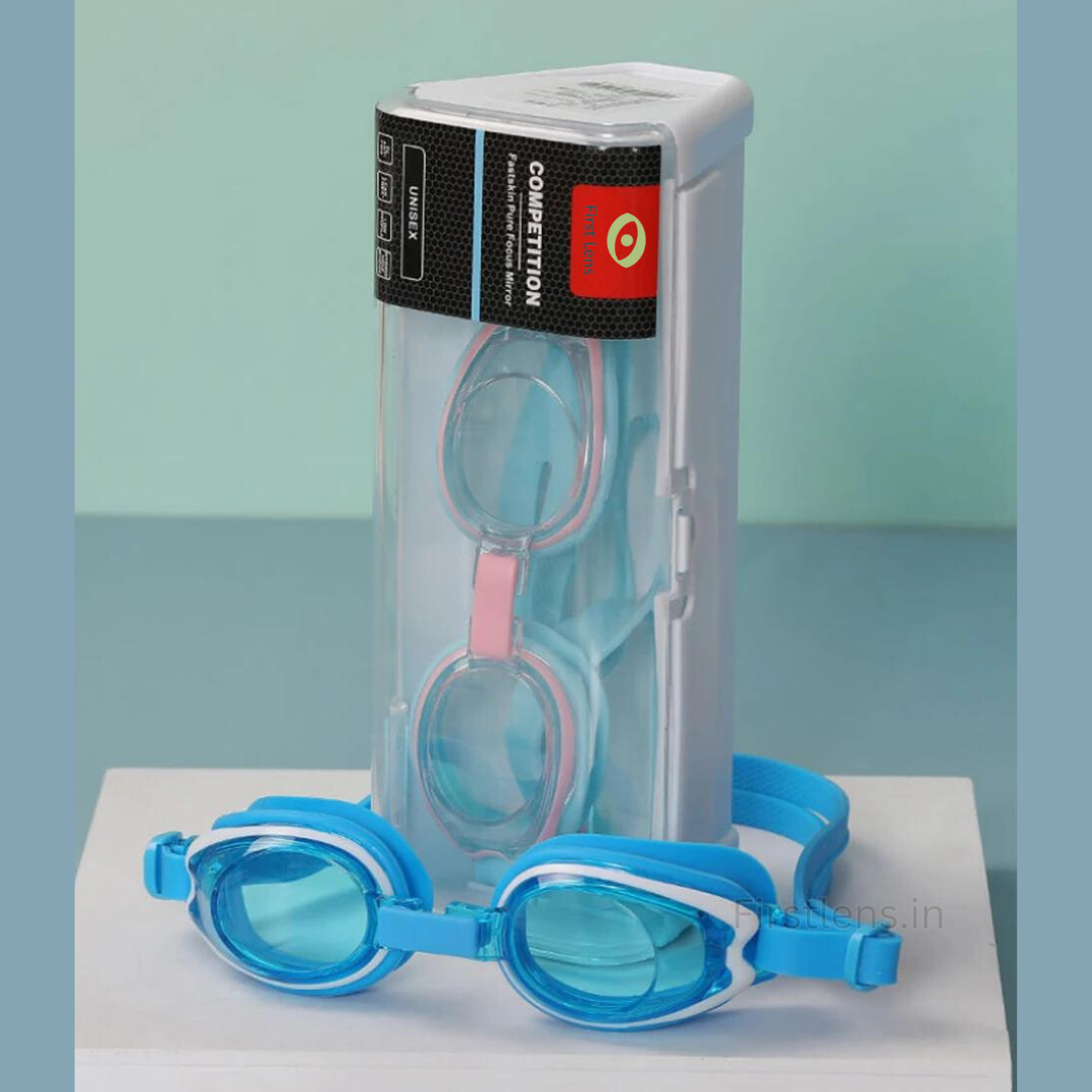 First Lens Customised Junior Swimming Goggles for Kids - Anti-Fog Lenses