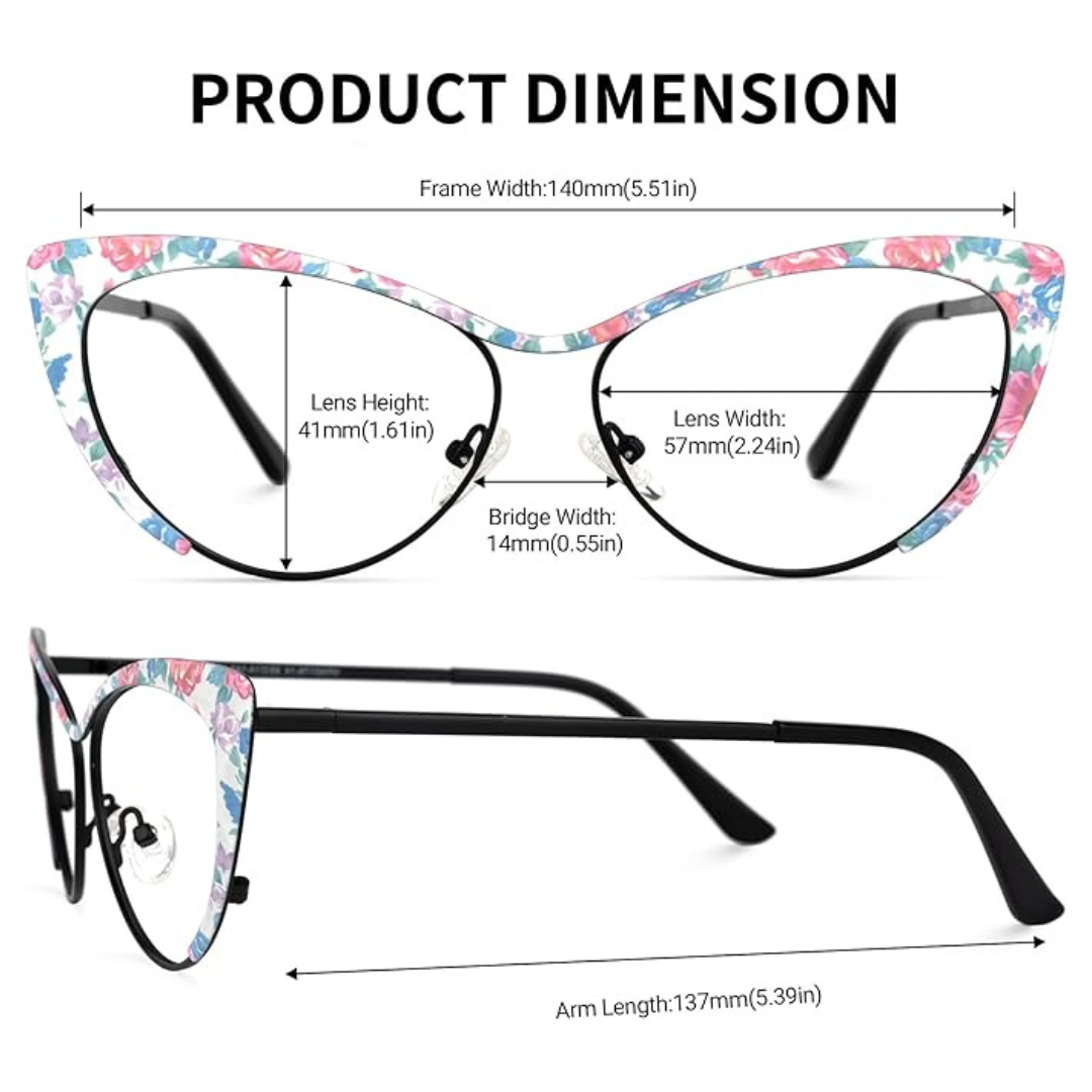 First Lens Meow Blue Light Computer Glasses - Floral