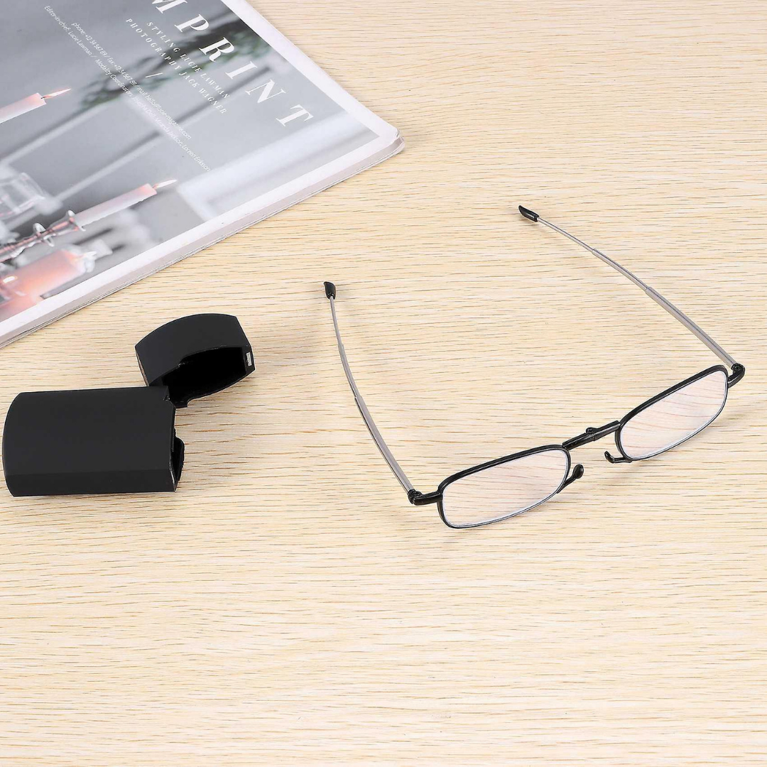 First Lens Metal Frame Foldable Blue Block Reading Glasses