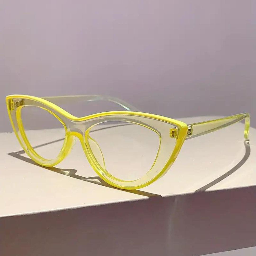 First Lens Neon Kitten Blue Light  Computer Glasses - Yellow