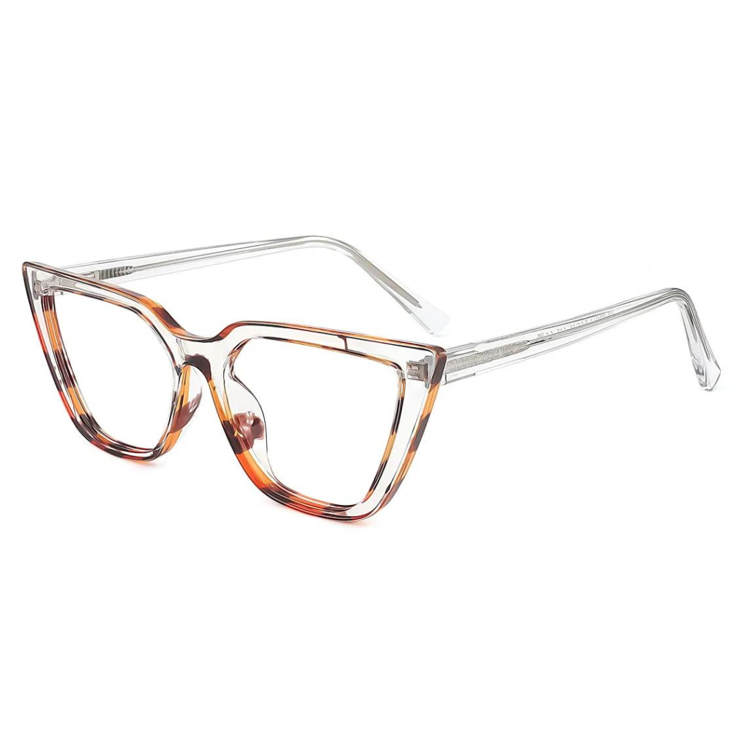 Stylish Cat Eye Glasses with Neon Leopard Print