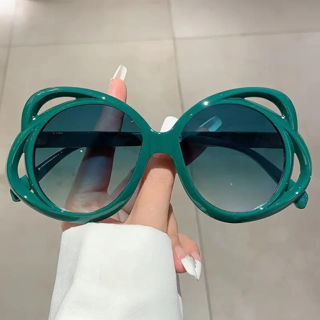 Stylish green oversized sunglasses with round lenses