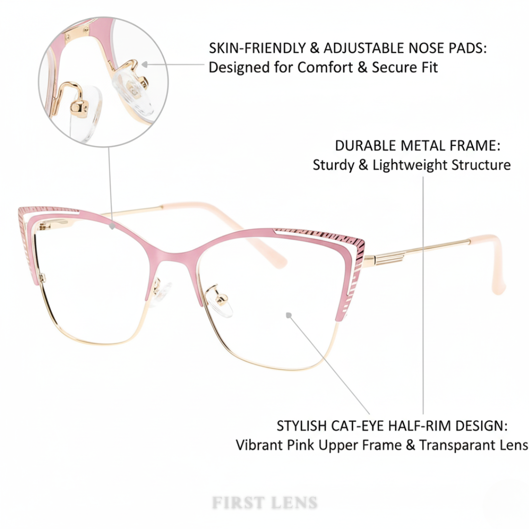 First Lens Pink Charm Cat-Eye Blue Light Computer Glasses - B028