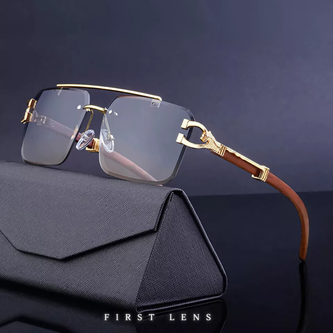 First Lens Rectangle Classic Rimless Sunglasses