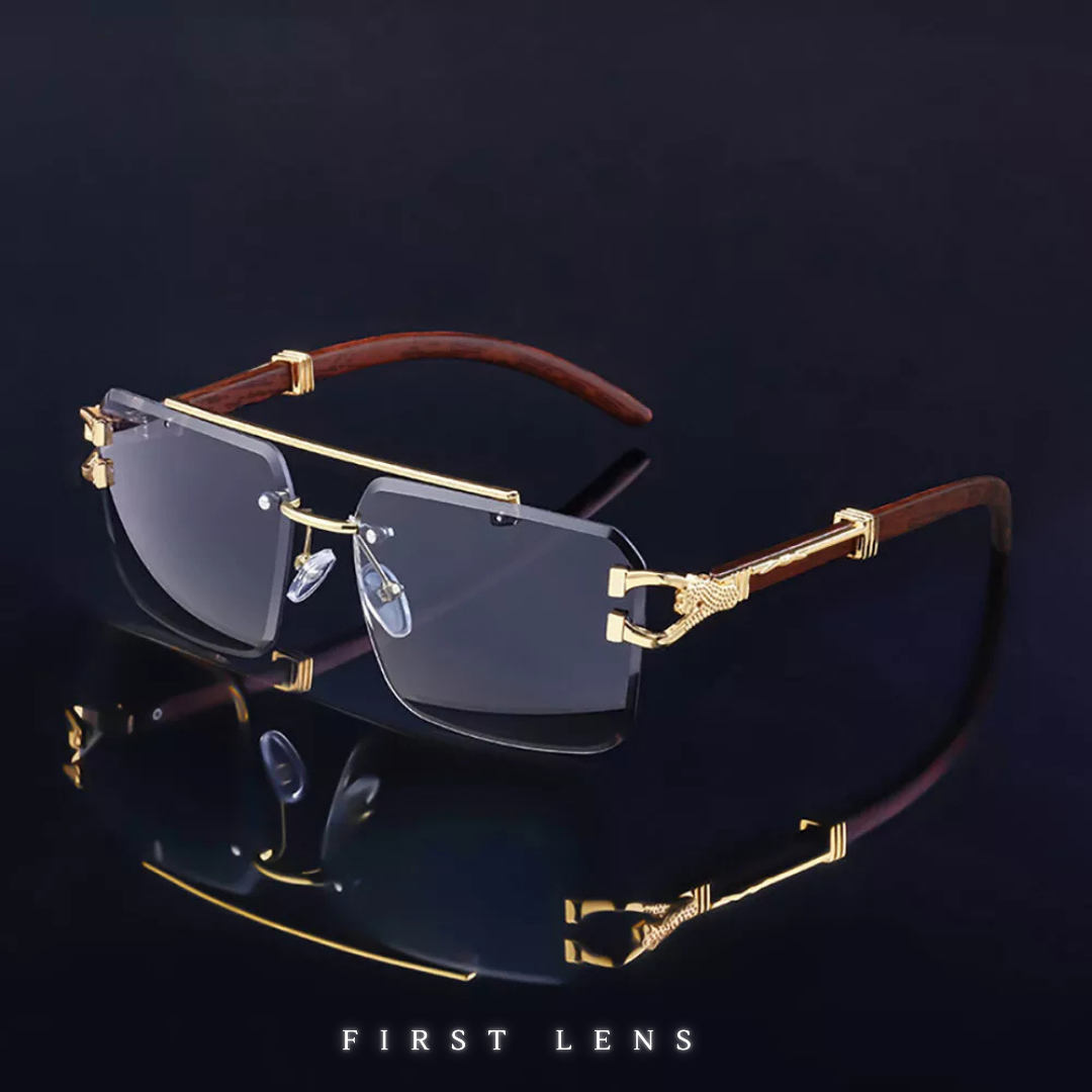 First Lens Rectangle Classic Rimless Sunglasses