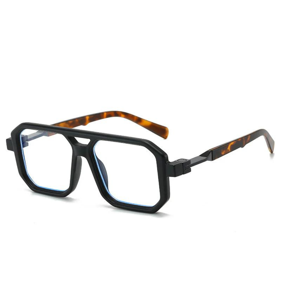 Side view of First Lens Retro Classic Frame Computer Glasses 001 - Black, showcasing elegant black temples